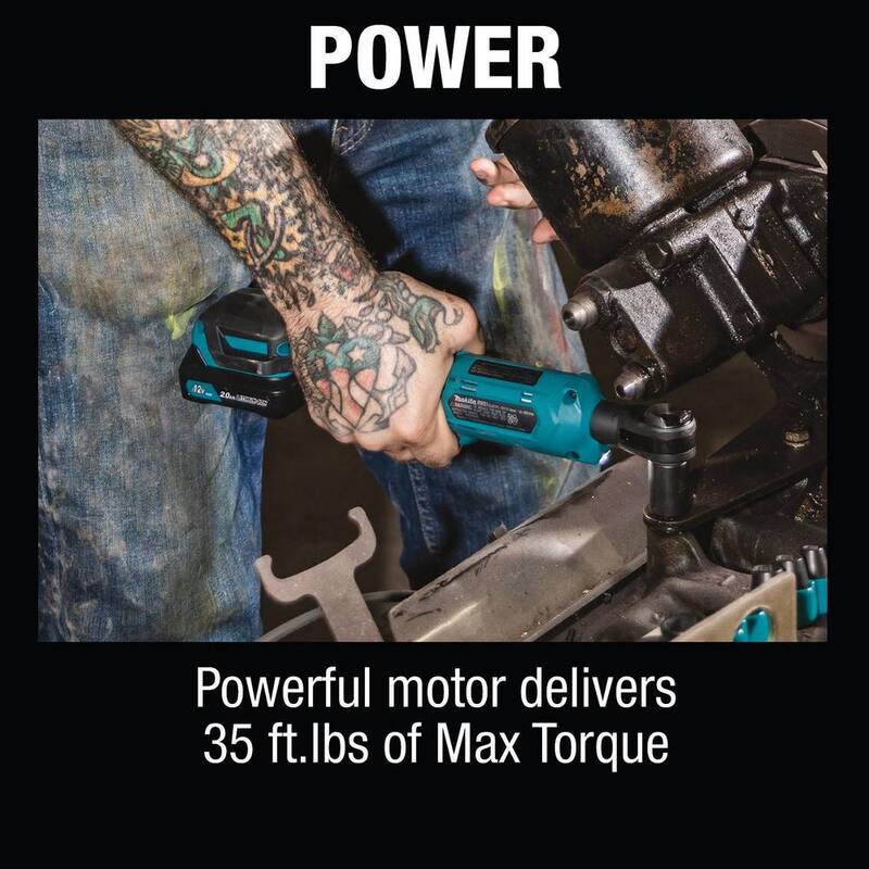 Kit de trinquete inalámbrico de iones de litio Makita 12V max CXT 2.0 Ah 3/8 pulg./1/4 pulg. Sq. Drive - RW01R1