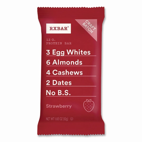 Rxbar Gluten-Free Strawberry Protein Bar, 1.83 oz Bar, 12PK - KEE00580