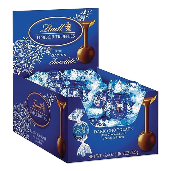 Lindt Lindor Dark Chocolate Truffles, 25.4 oz Box, 60PK - LAS3513