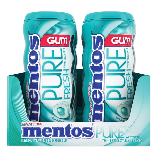 Mentos Pure Fresh Sugar-Free Gum, Wintergreen, 15 Pieces, 10PK - VAM1463621
