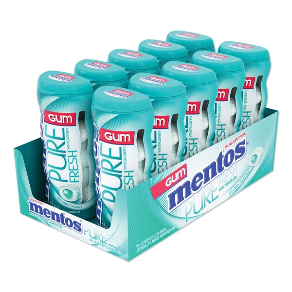 Mentos Pure Fresh Sugar-Free Gum, Wintergreen, 15 Pieces, 10PK - VAM1463621