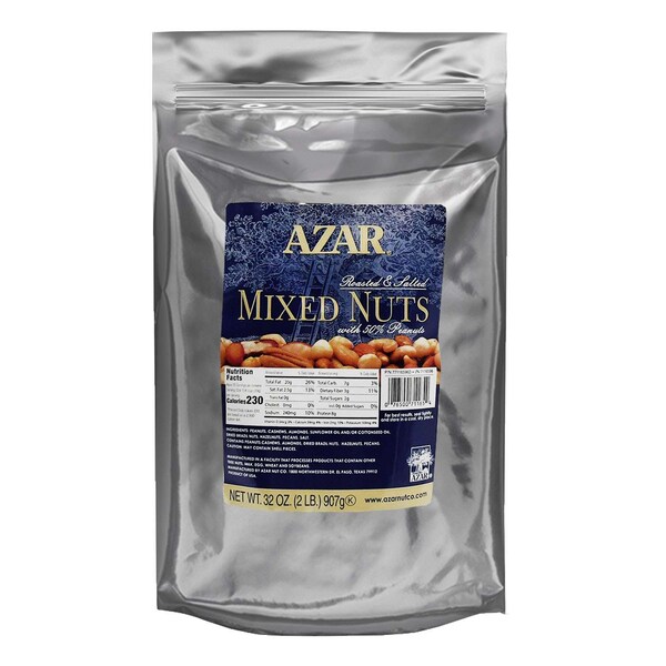 Azar Azar 50% Peanut Oil Roasted Salted Nuts Mix 2lbs, PK3 - 7116596