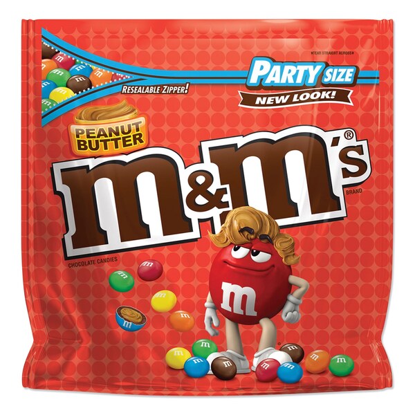 M & Ms Chocolate Candies, Peanut Butter, 38 oz Resealable Bag - MMM55085