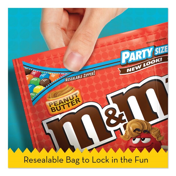 M & Ms Chocolate Candies, Peanut Butter, 38 oz Resealable Bag - MMM55085