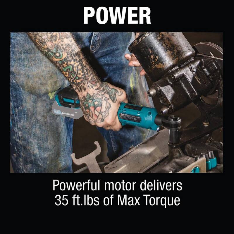 Trinquete inalámbrico de iones de litio Makita 12V max CXT de 3/8 pulgadas / 1/4 pulgadas Sq. Drive (Herramienta solamente) - RW01Z