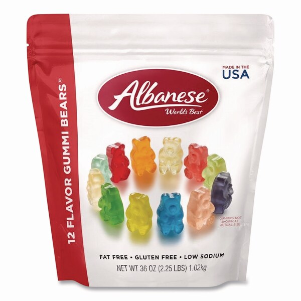 Albanese Worlds Best Gummi Bears, 12 Assorted Fruit Flavors, 36 oz Bag - ACG53336