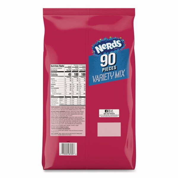 Nerds Variety Mix, 90 Pieces, Assorted Flavors, 2.6 lb Bag - FER08189