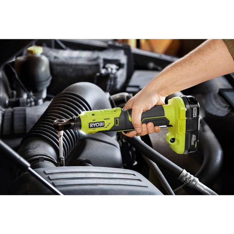 RYOBI ONE+ 18V Llave de trinquete inalámbrica 1/4 de pulgada con 4 posiciones (solo herramienta) - PRC01B