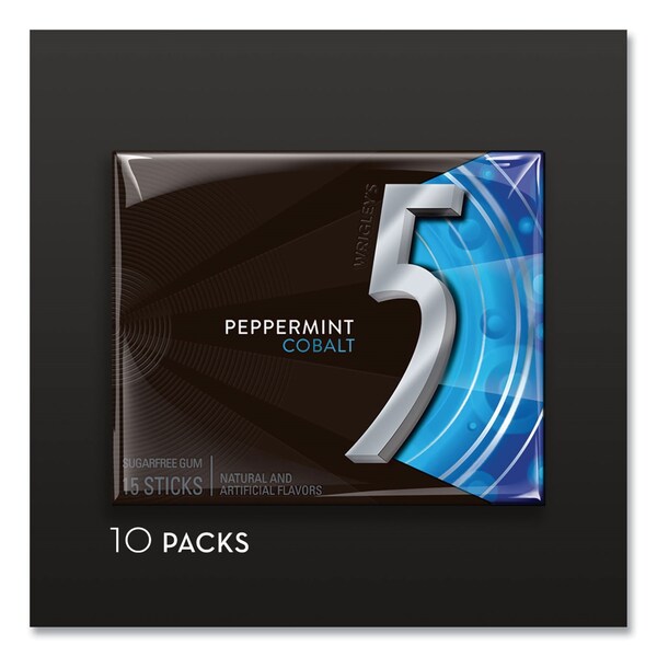 Wrigleys Five Gum, Peppermint Cobalt, 15 Sticks, 10PK - WMW51220