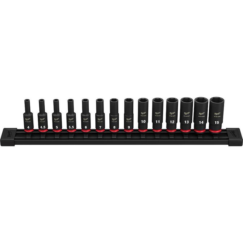 Milwaukee M12 FUEL 12V Inalámbrico de Alta Velocidad 1/4 pulg. Juego de Llaves Ratchet con Juego de Dado de Impacto Profundo Métrico de 1/4 pulg. Drive (14 piezas) - 2566-22-49-66-7003