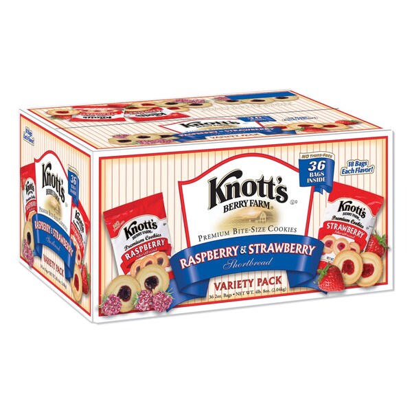 Knotts Berry Farm Premium Berry Jam Shortbread Cookies, Raspberry and Strawberry Variety, 2 oz Pack, 36PK - BIS59638