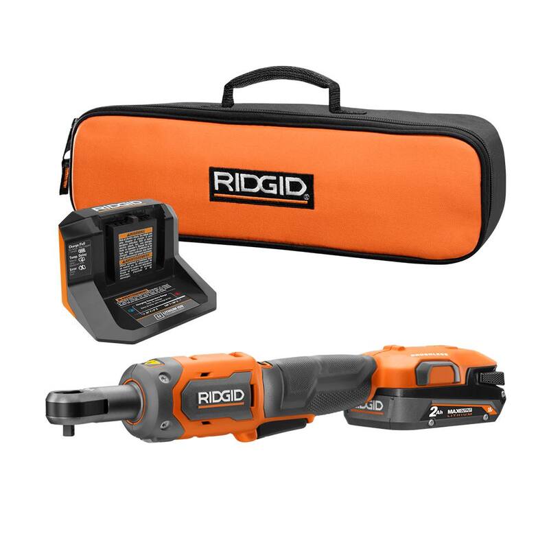Kit de trinquete inalámbrico sin escobillas RIDGID 18V de 1/4 de pulgada con batería de 2.0 Ah y cargador - R866010K