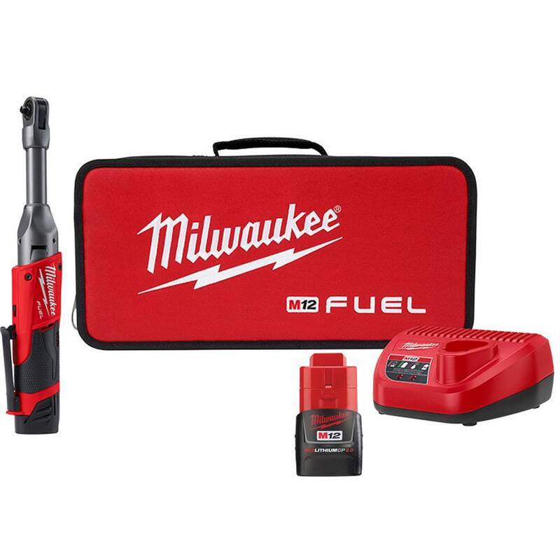 Juego de Trinquete Extendido Inalámbrico Milwaukee M12 FUEL 12V de Iones de Litio sin Escobillas de 1/4 pulgadas con Batería M12 2.0Ah - 2559-21-48-11-2420