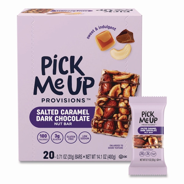 Pick Me Up Provisions Nut Bars, Salted Caramel Dark Chocolate, 0.7 oz Bar, 20PK - PM62795-CC