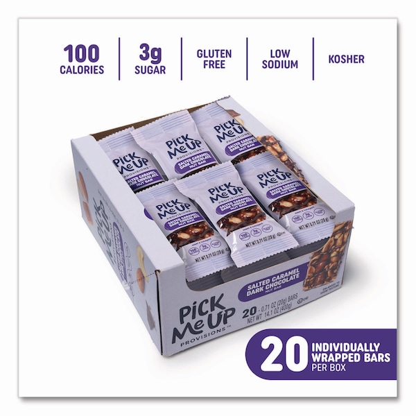 Pick Me Up Provisions Nut Bars, Salted Caramel Dark Chocolate, 0.7 oz Bar, 20PK - PM62795-CC