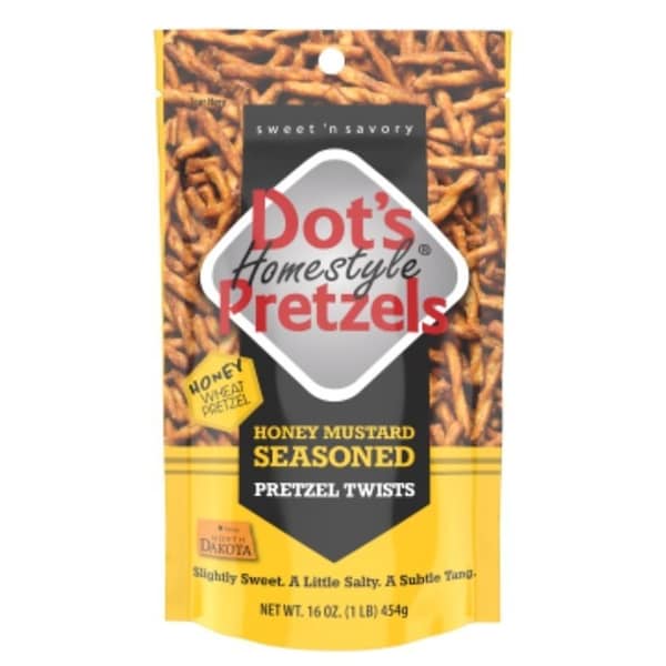 Dots Homestyle Pretzels 7002- DP Mustard Pretzel Twists, Honey, 16 oz - 57216