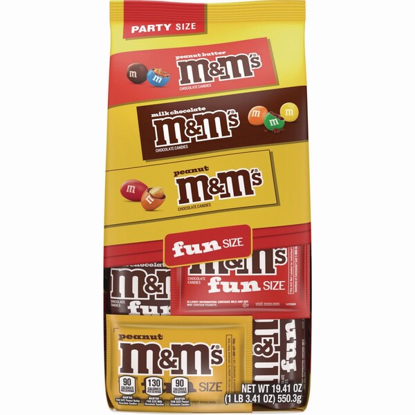 M & Ms M and M'S Milk Chocolate, Peanut and Peanut Butter Variety Pack Fun Size, 19.41 oz Bag - 460668