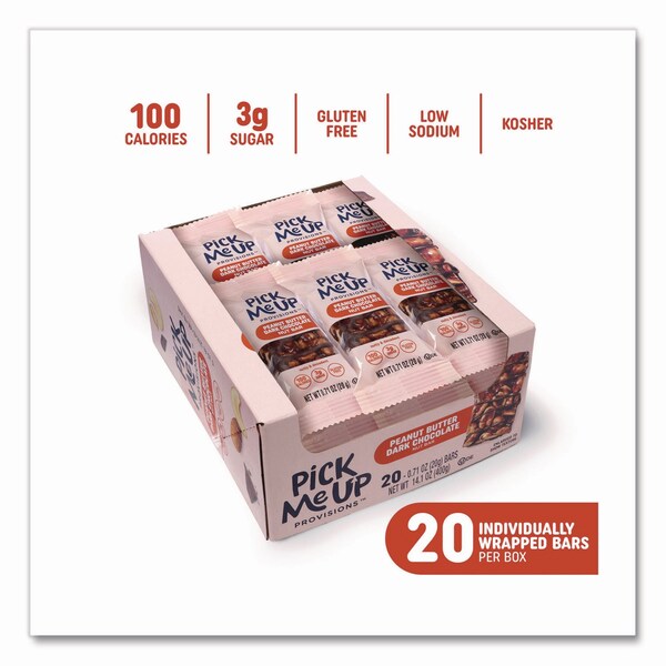 Pick Me Up Provisions Nut Bars, Peanut Butter Dark Chocolate, 0.7 oz Bar, 20PK - PM62796-CC