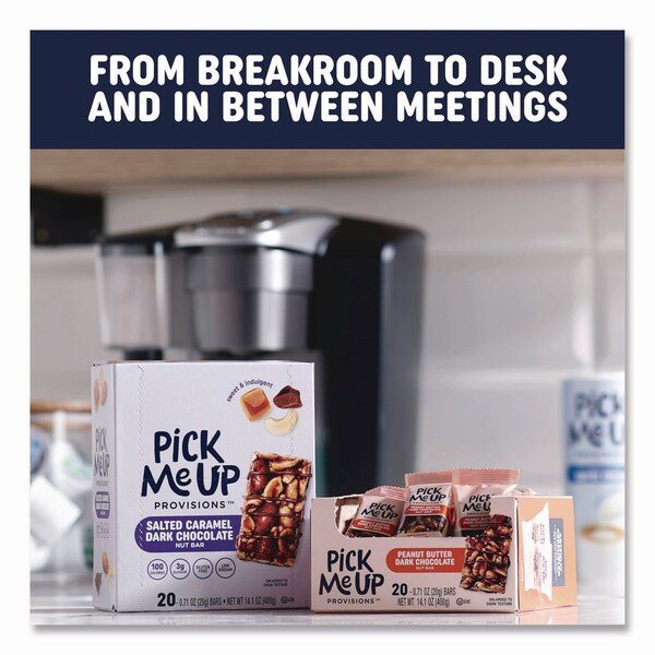 Pick Me Up Provisions Nut Bars, Peanut Butter Dark Chocolate, 0.7 oz Bar, 20PK - PM62796-CC