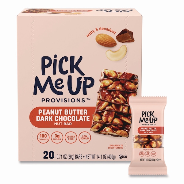 Pick Me Up Provisions Nut Bars, Peanut Butter Dark Chocolate, 0.7 oz Bar, 20PK - PM62796-CC