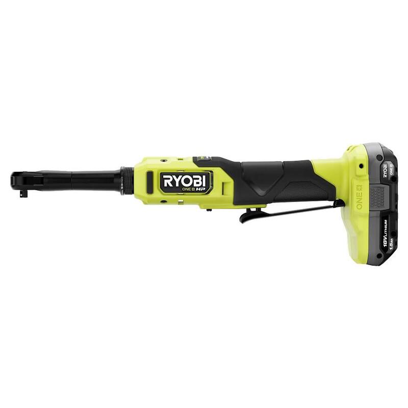 RYOBI ONE+ 18V Llave de trinquete extendida inalámbrica sin escobillas de 1/4 de pulgada con (1) batería de 2.0 Ah y cargador - PBLRC01K1
