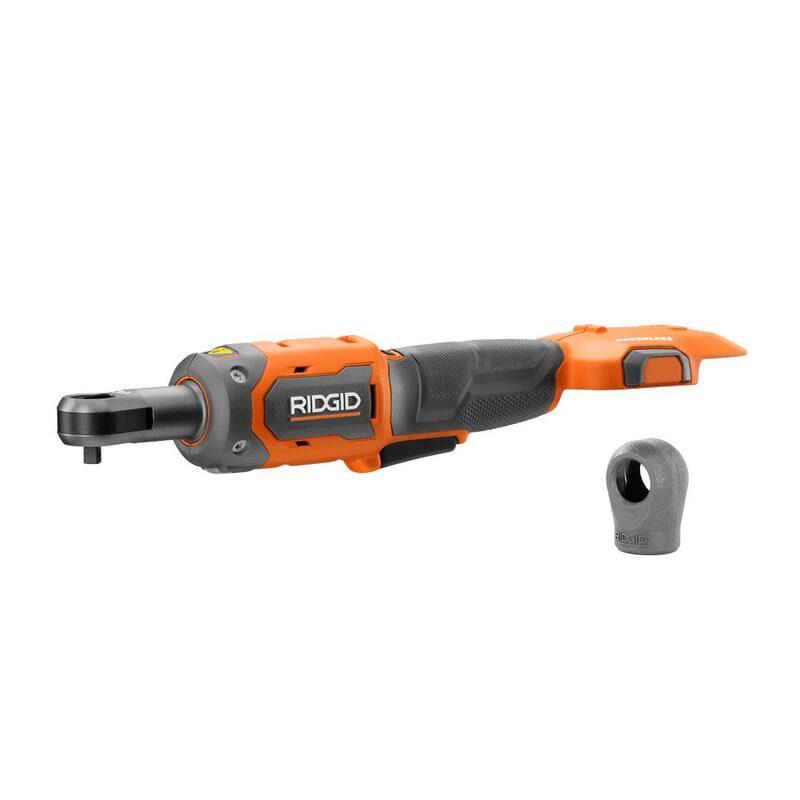 Llave de trinquete inalámbrica RDIGID 18V sin escobillas de 1/4 de pulgada (solo herramienta) y protector de goma - R866010B-AC13B05N