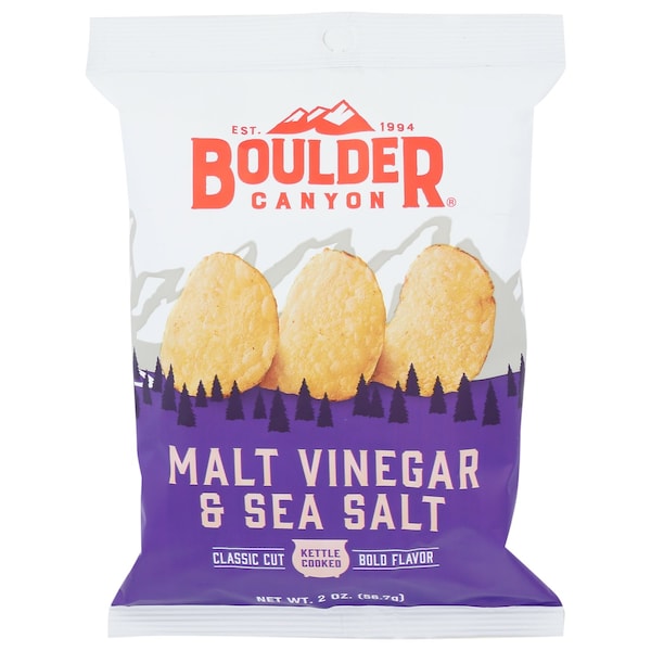 Boulder Canyon Boulder Canyon Malt Vinegar and Sea Salt Kettle Cooked Potato Chips 2 oz Pegged - 527692