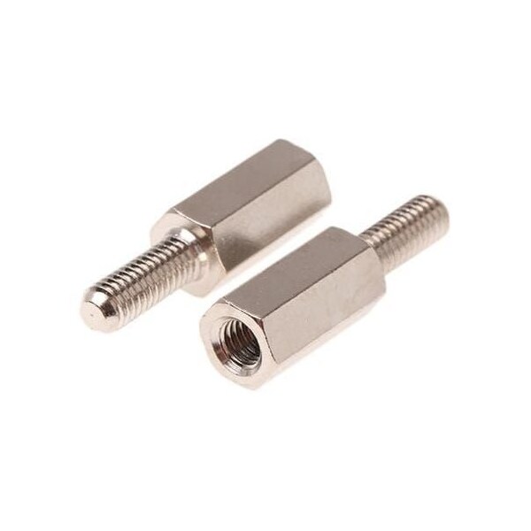 Newport Fasteners Hex Standoff, #6-32 Thrd Sz, Brass Nickel Plated, 1/4" Hex W, 500 PK - 140606HMBN