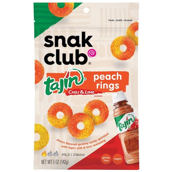 Snak Club Snak Club Tajin Chili and Lime Peach Rings 5 oz Bagged - 1721647