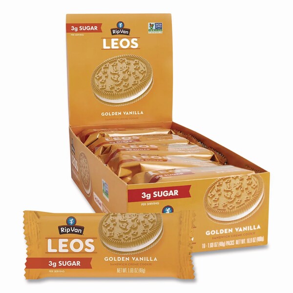 Rip Van Leos Golden Vanilla Sandwich Cookies, 2 Cookies, 10PK - RVW62001