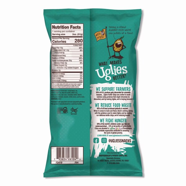 Uglies Kettle Potato Chips, Salt and Vinegar, 2 oz Bags, 24PK - DFN26104