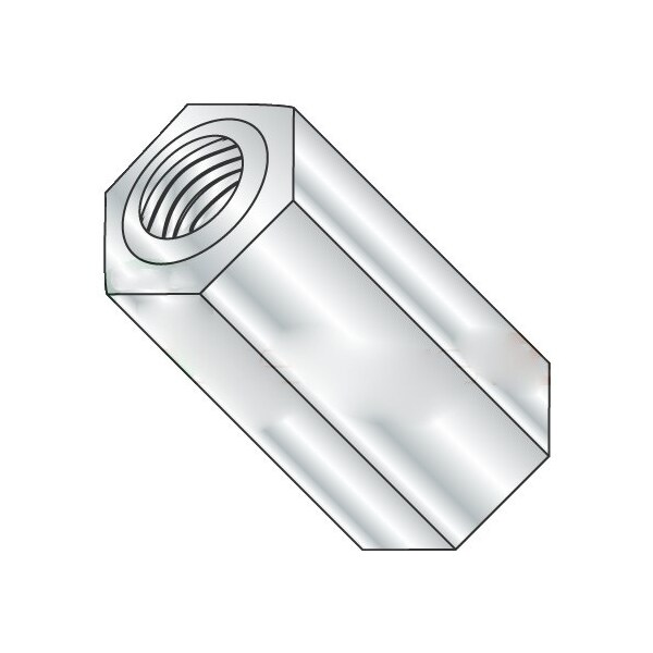 Newport Fasteners Hex Standoff, #4-40 Thrd Sz, 7/8 in L, Brass Nickel, 1/4" Hex W, 500 PK - 815781