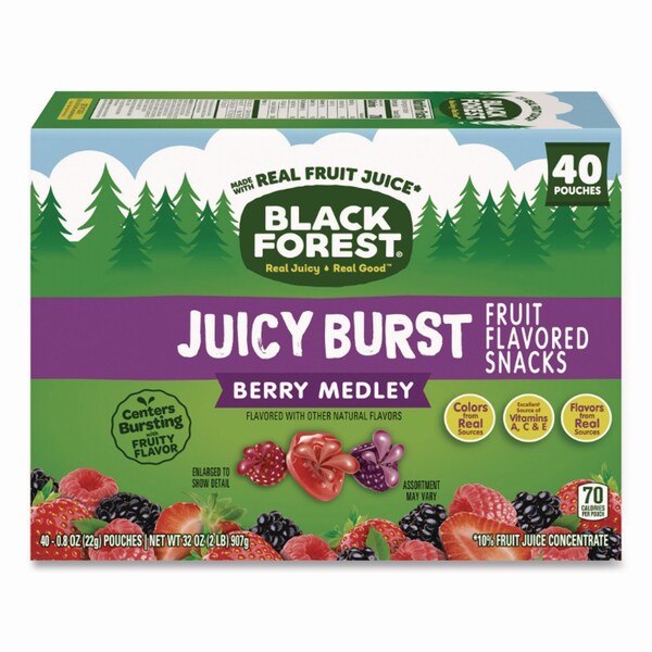 Black Forest Juicy Burst Fruit Flavored Snack, Berry Medley, 32 oz, 40PK - FER08112