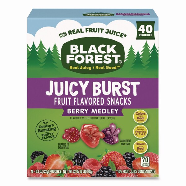 Black Forest Juicy Burst Fruit Flavored Snack, Berry Medley, 32 oz, 40PK - FER08112