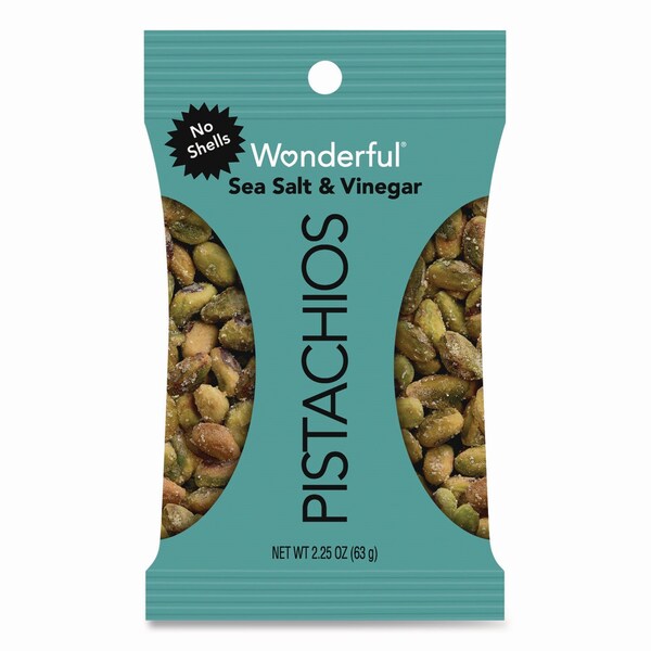 Paramount Farms Wonderful No Shells Pistachios, Sea Salt and Vinegar, 2.25 oz Bag, 8PK - PAR70033