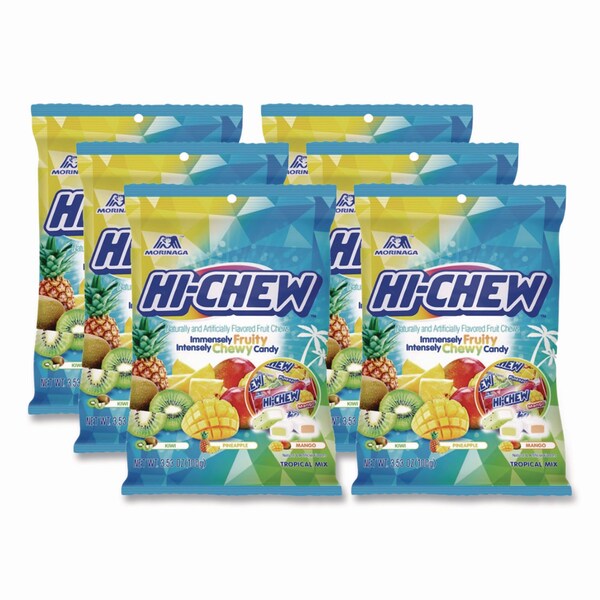 Hi-Chew Fruit Chews, Tropical, Peg Bag 3.53 oz, 6PK - MOR00434