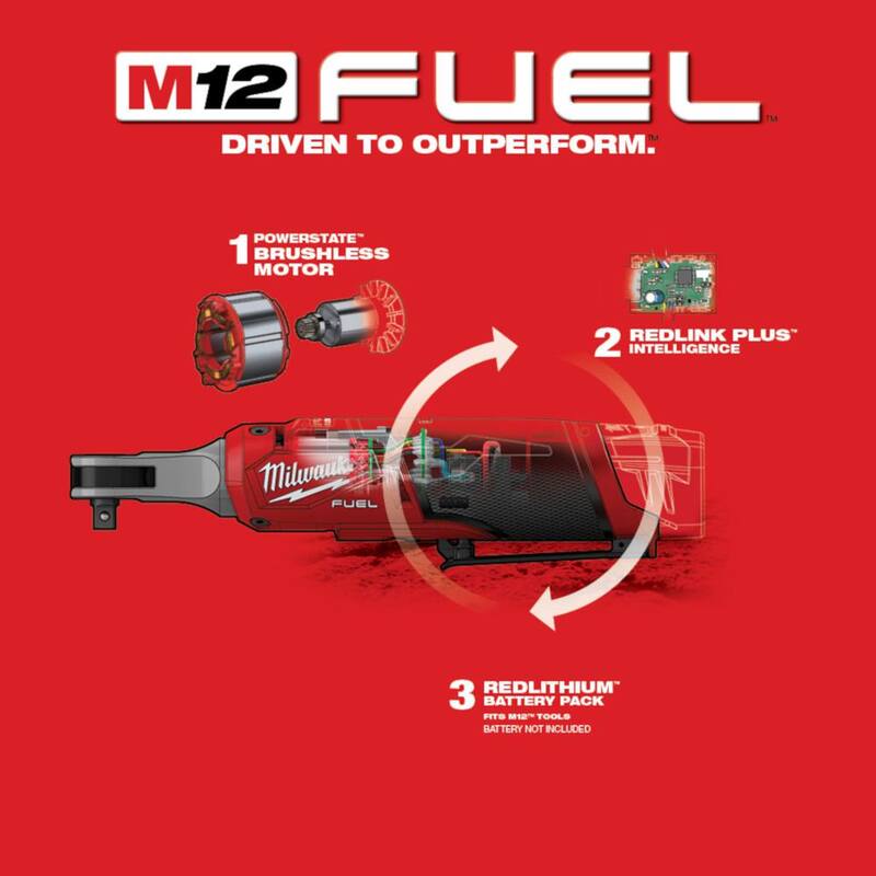 Milwaukee M12 FUEL 12-Volt Lithium-Ion Brushless Cordless High Speed 3/8 in. Ratchet (Herramienta solamente) - 2567-20