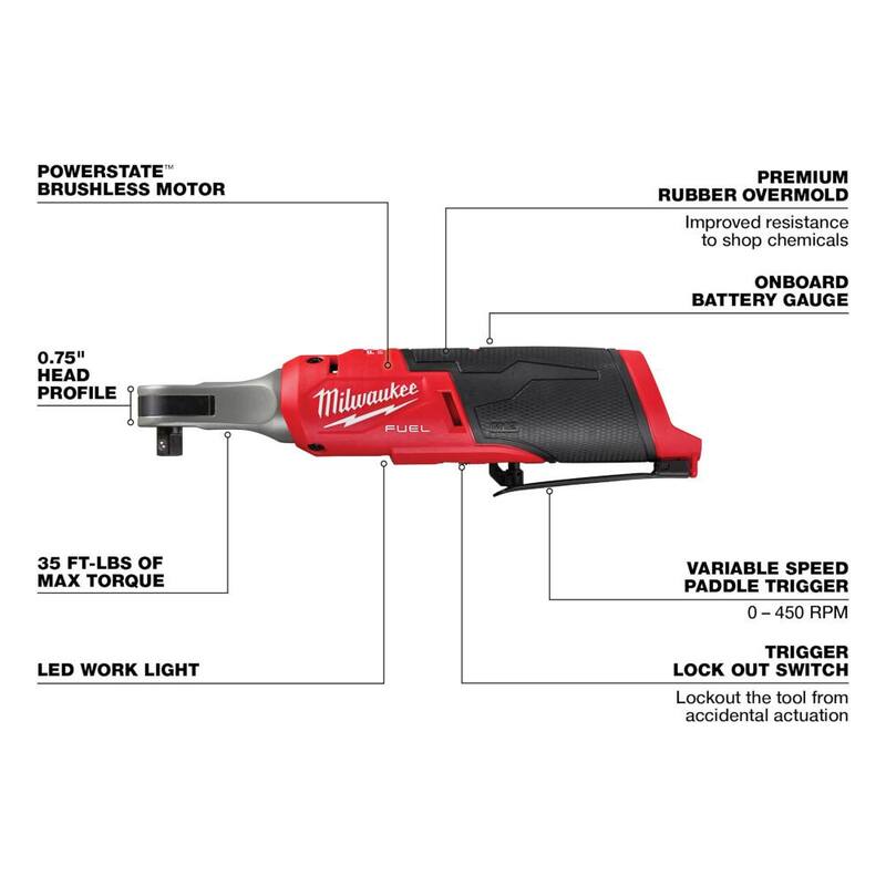 Milwaukee M12 FUEL 12-Volt Lithium-Ion Brushless Cordless High Speed 3/8 in. Ratchet (Herramienta solamente) - 2567-20