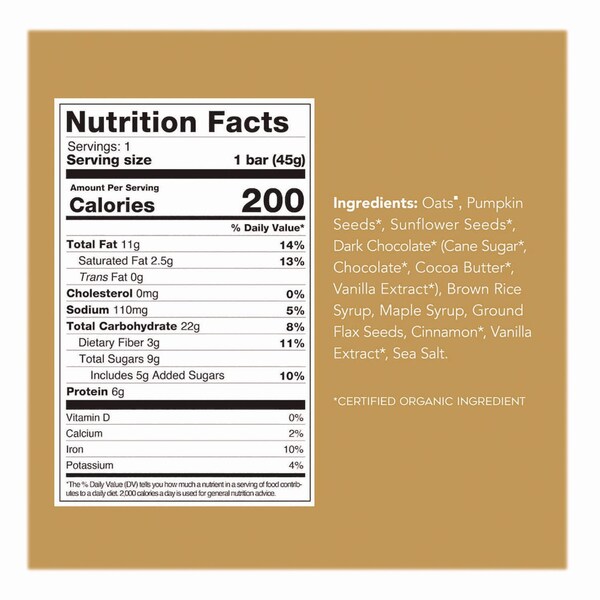 88 Acres Warm N Chewy Gluten-Free Oatmeal/Chocolate Chip Seed and Oat Bar, 1.6 oz Bar, 9PK - ACY11049