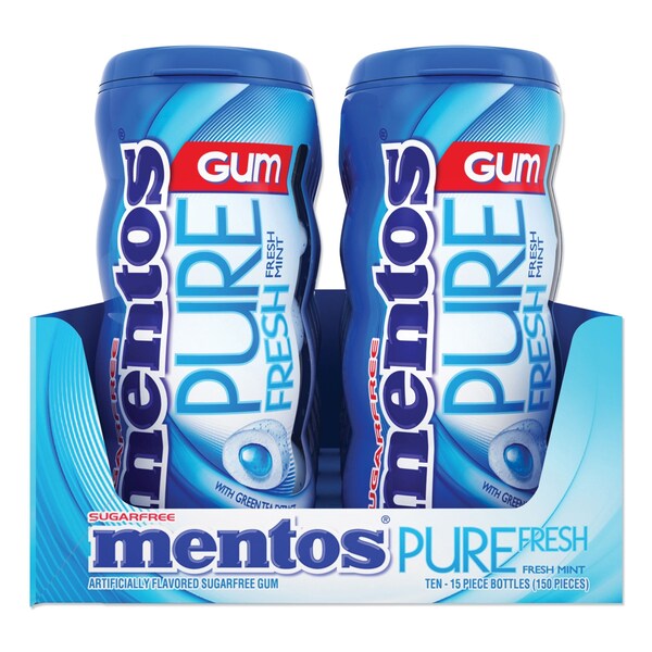 Mentos Pure Fresh Sugar-Free Gum, Mint, 15 Pieces, 10PK - VAM1463620