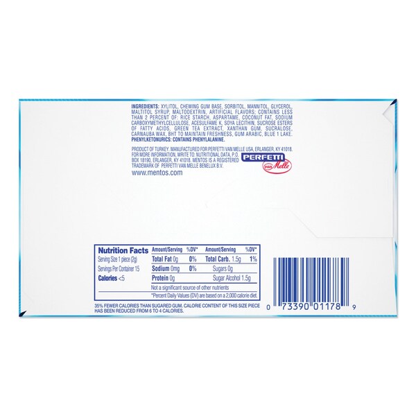 Mentos Pure Fresh Sugar-Free Gum, Mint, 15 Pieces, 10PK - VAM1463620