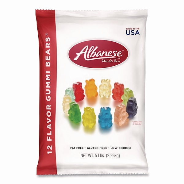 Albanese Worlds Best Gummi Bears, 12 Assorted Fruit Flavors, 5 lb Bag - ACG51200
