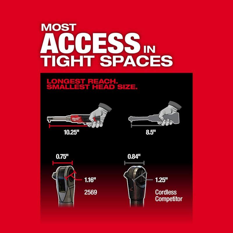 Milwaukee M12 FUEL 12V Llave de trinquete inalámbrica sin escobillas de 3/8 pulg. de alcance extendido y alta velocidad (solo herramienta) - 2569-20.