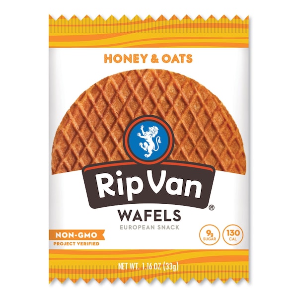 Rip Van Wafels - Single Serve, Honey and Oats, 1.16 oz Pack, 12PK - RVW00336