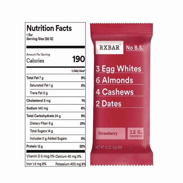Rxbar Minis Protein Bars Variety Pack, Blueberry/Strawberry, 0.9 oz Bar, 8PK - KEE00737