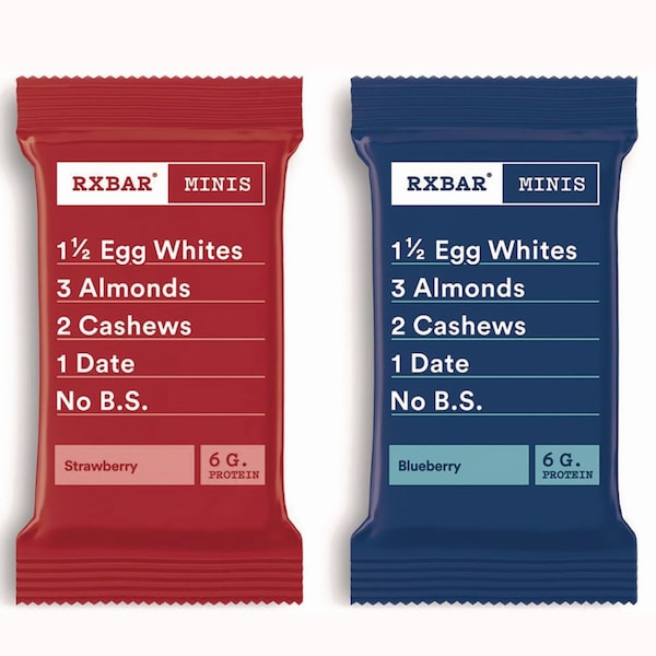 Rxbar Minis Protein Bars Variety Pack, Blueberry/Strawberry, 0.9 oz Bar, 8PK - KEE00737