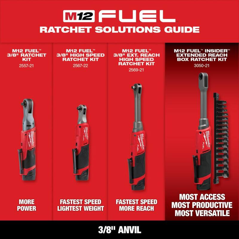 Milwaukee M12 FUEL 12V Lithium-Ion Brushless Cordless 3/8 in. Ratchet (solo herramienta) - 2557-20