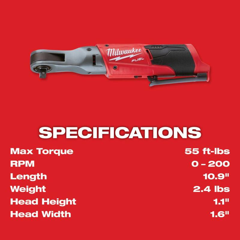 Milwaukee M12 FUEL 12V Lithium-Ion Brushless Cordless 3/8 in. Ratchet (solo herramienta) - 2557-20