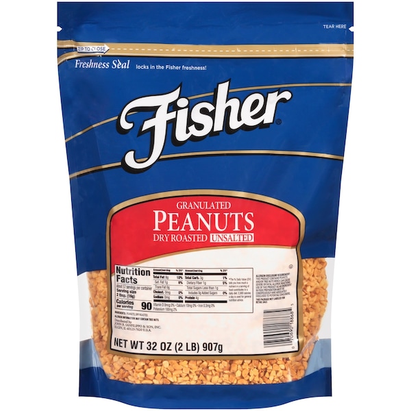 Fisher Fisher Dry Roasted Granulated Peanuts No Salt 32 oz., PK3 - 18868A
