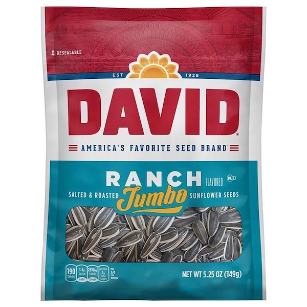 Davids David's Jumbo Ranch Sunflower Seeds 5.25 oz Bagged - 496526
